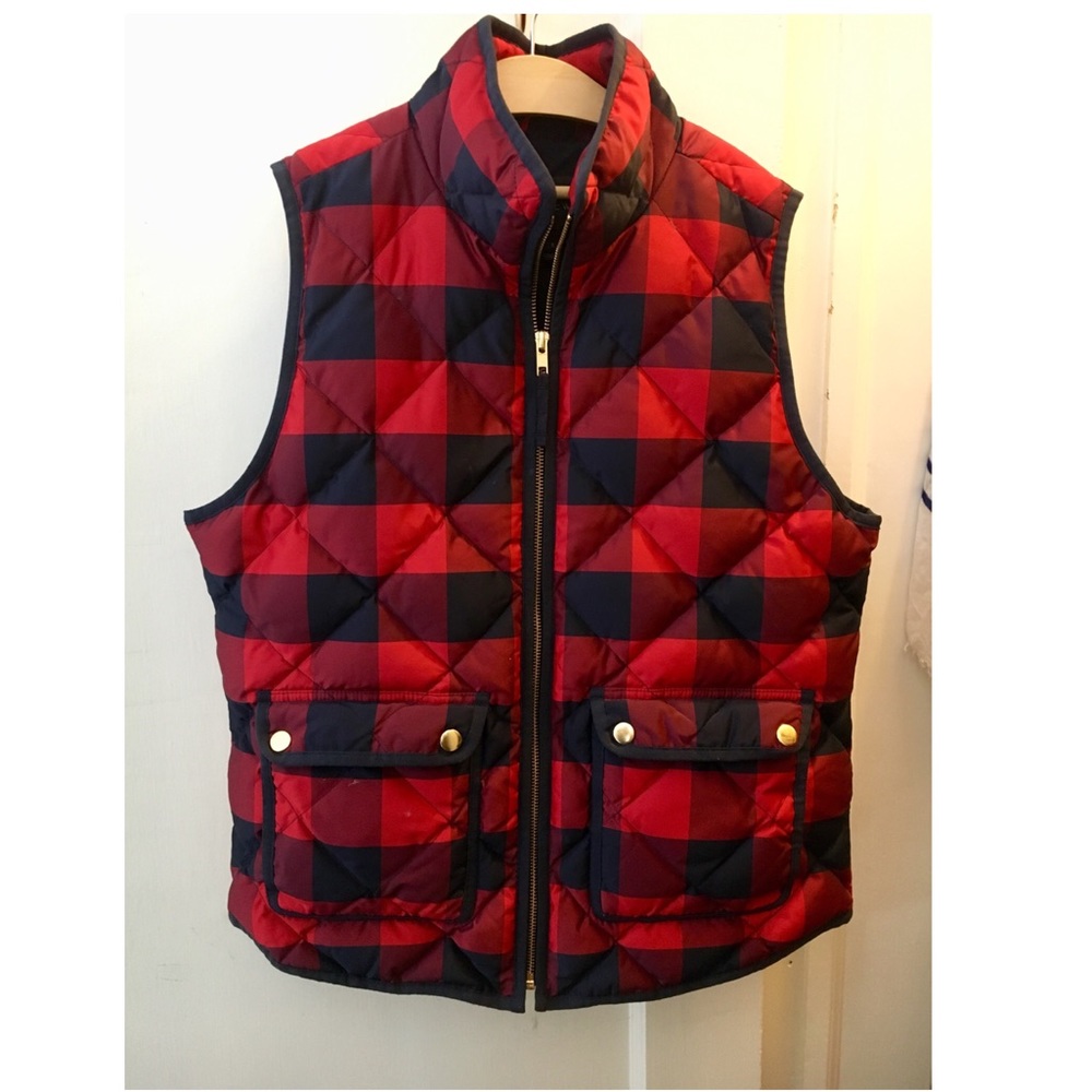 JCrew Plaid Puffer Vest